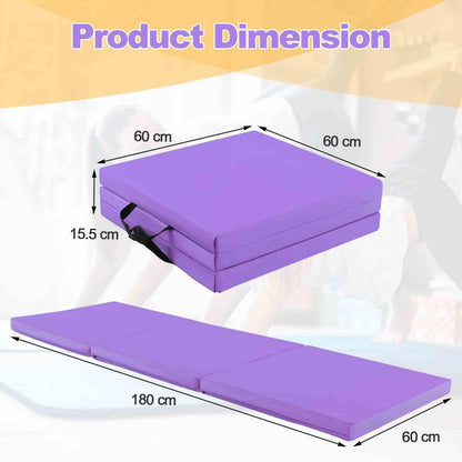 180 x 60 cm Portable 3-Fold Tumbling Mat with 2 Handles
