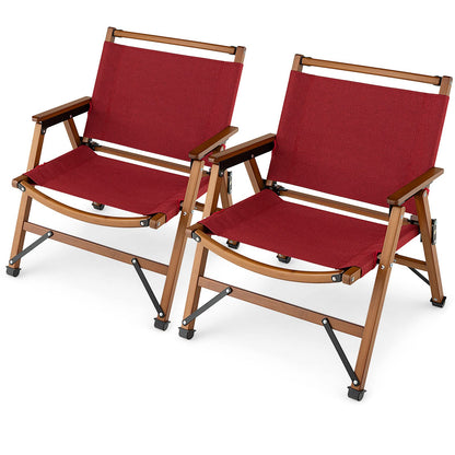 Folding Low Beach Chair with Solid Bamboo Frame & Breathable Fabric