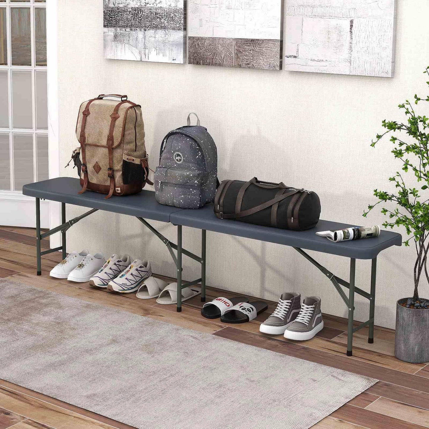 180cm Outdoor Plastic Folding Bench with Handle and Lock