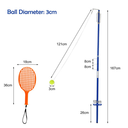 3-Level Height-Adjustable Swing Ball Outdoor Game Set W/Ball and Spiral Coil