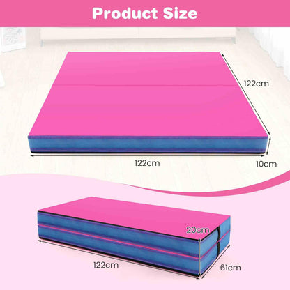 1.2m x 1.2m x 10cm Thick Bi-folding Gymnastics Tumbling Mat with PU Leather Cover