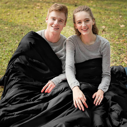 Double Sleeping Bag for 2 Persons with 2 Pillows for Cold & Hot Weather