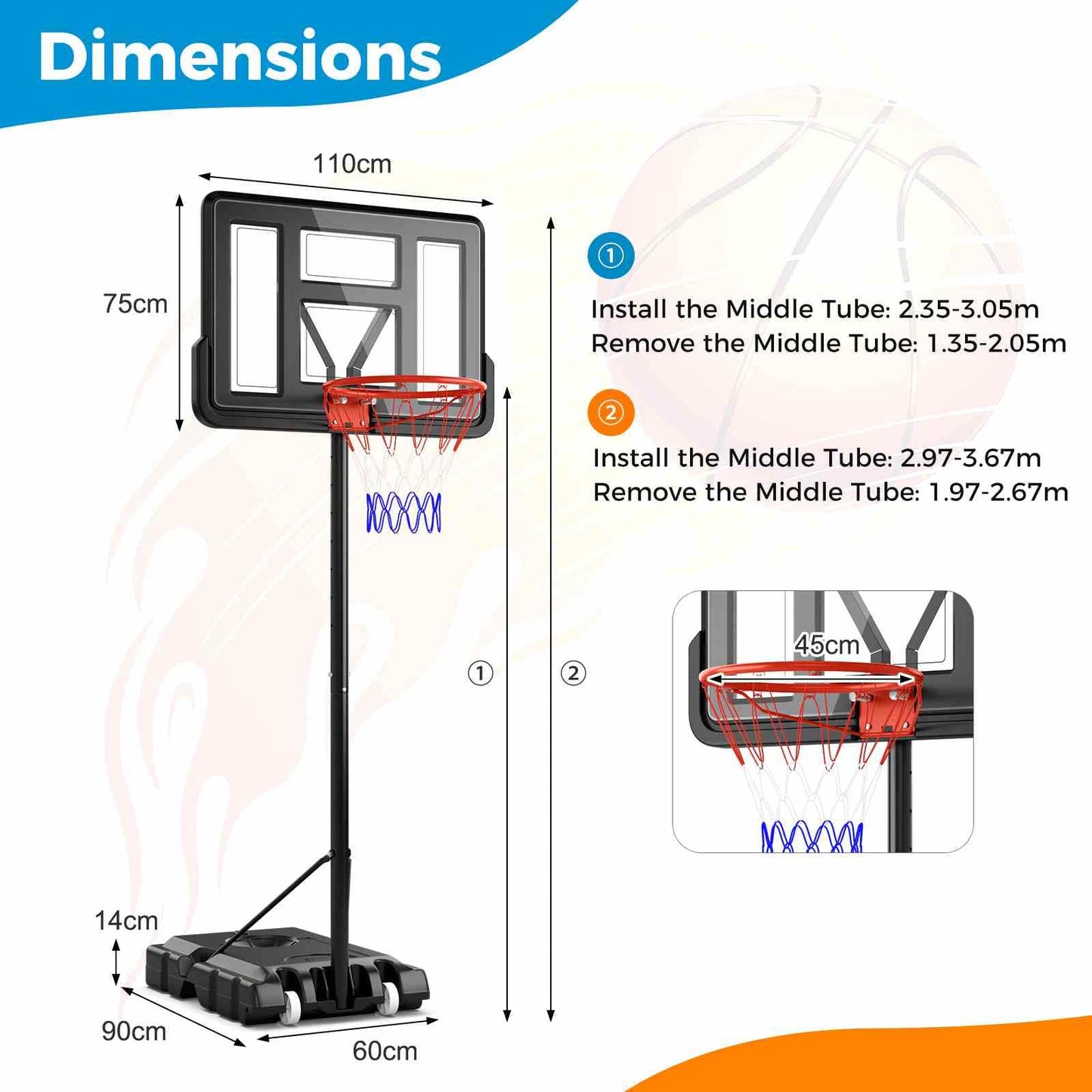 Portable Basketball Hoop for Kids Teens Adults