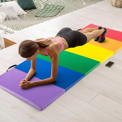 Tri-Fold Thick Tumbling Mat 180 cm x 120 cm x 4 cm with Hook & Loop Fasteners