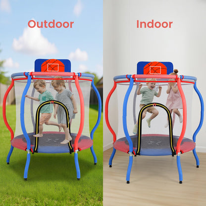 48" Trampoline for Kids with Basketball Hoop