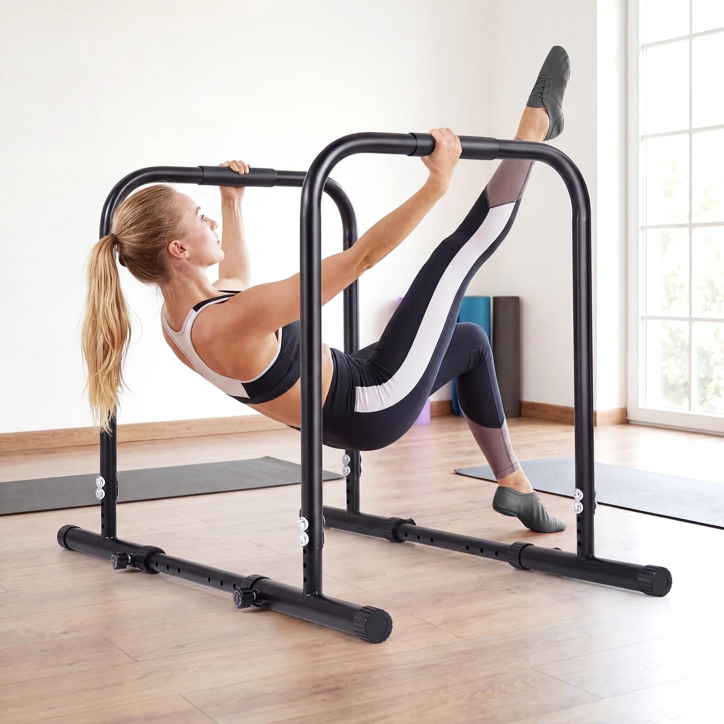 Adjustable Dip Bar, Heavy Duty Parallette Push Up Stand with 660 LBS Capacity