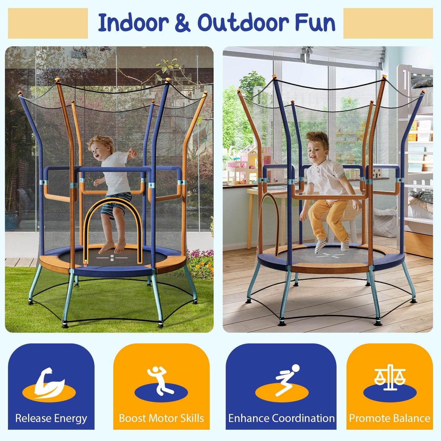48" Mini Trampoline w/Safety Enclosure Net