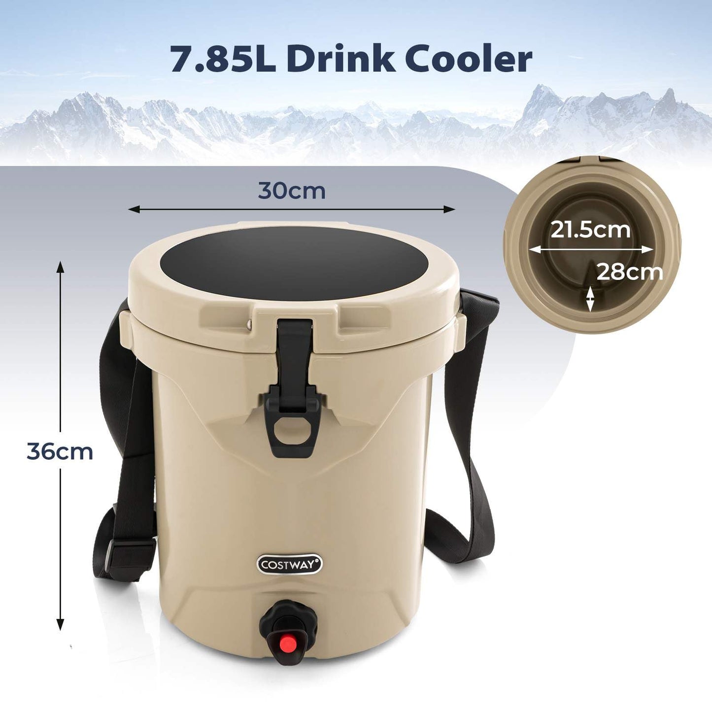 7.85 L Portable Insulated Ice Chest with Flat Seat Lid