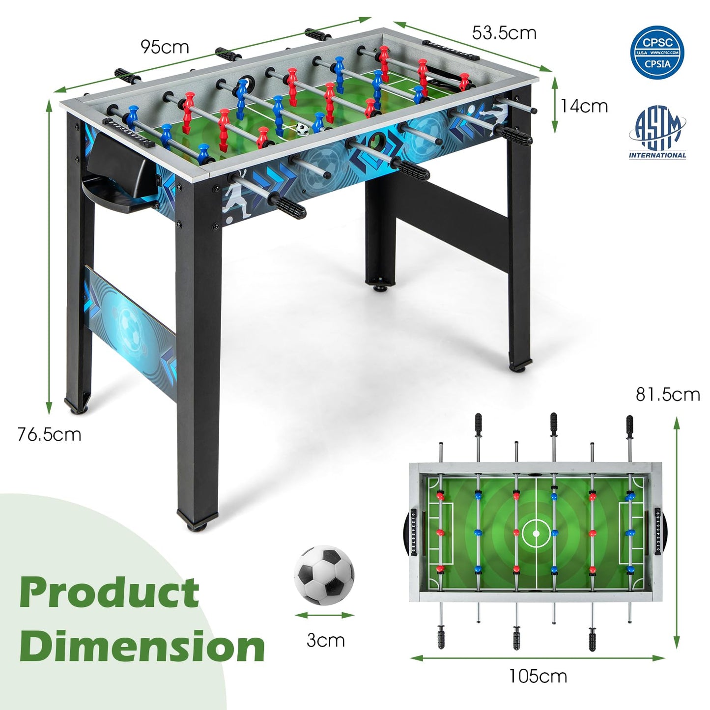 94 cm Foosball Table for Kids Teens Adults