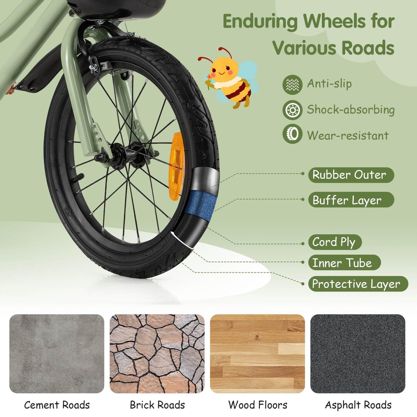 14 16 18 Inch Kids Bicycle for 3-8 Years Old
