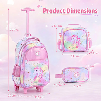 Wheeled Backpack with Lunch Box and Pencil Case