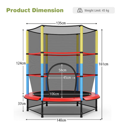 55" Kids Trampoline with Safety Enclosure Net for Boys & Girls Age 3-6