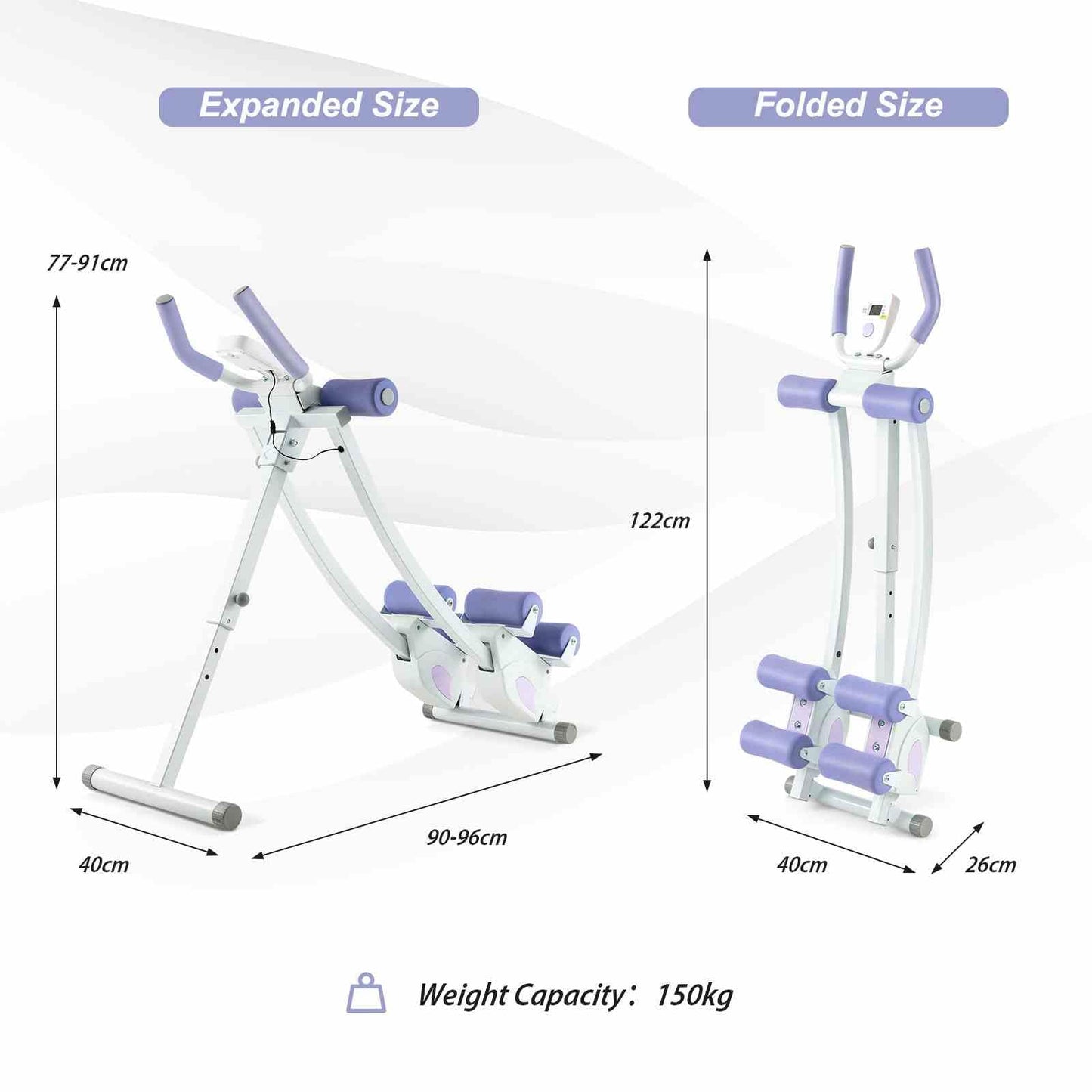 Foldable Core & Abdominal Workout Trainer with 4 Adjustable Heights