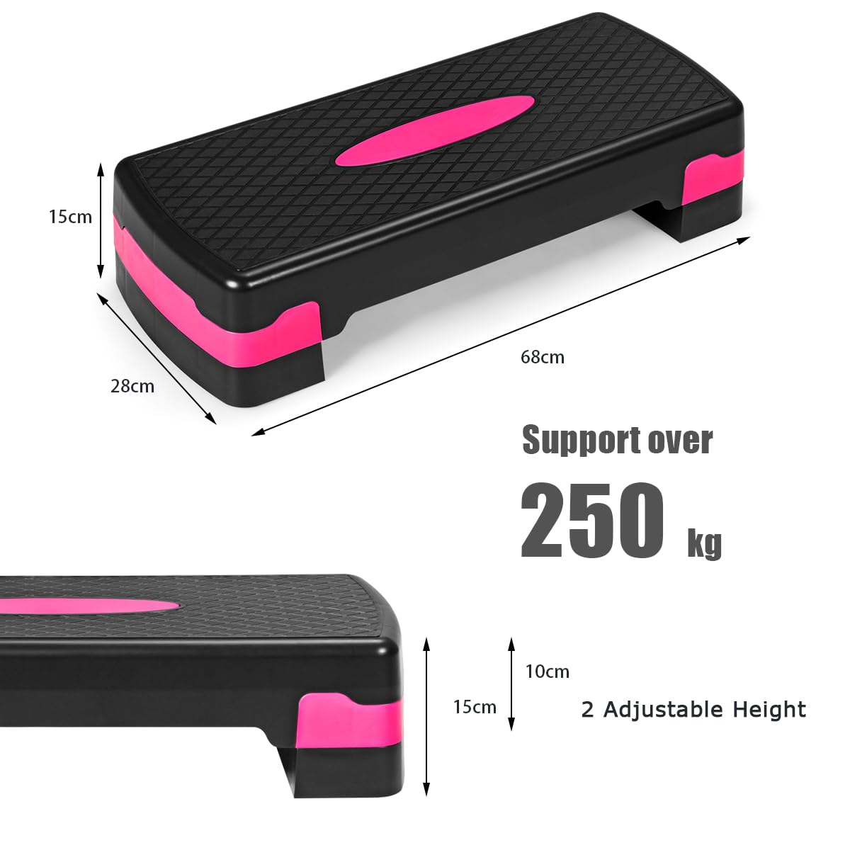 Adjustable Workout Aerobic Stepper Aerobic Exercise Step Platform with 4 Risers