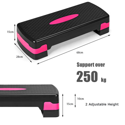 Adjustable Workout Aerobic Stepper Aerobic Exercise Step Platform with 4 Risers
