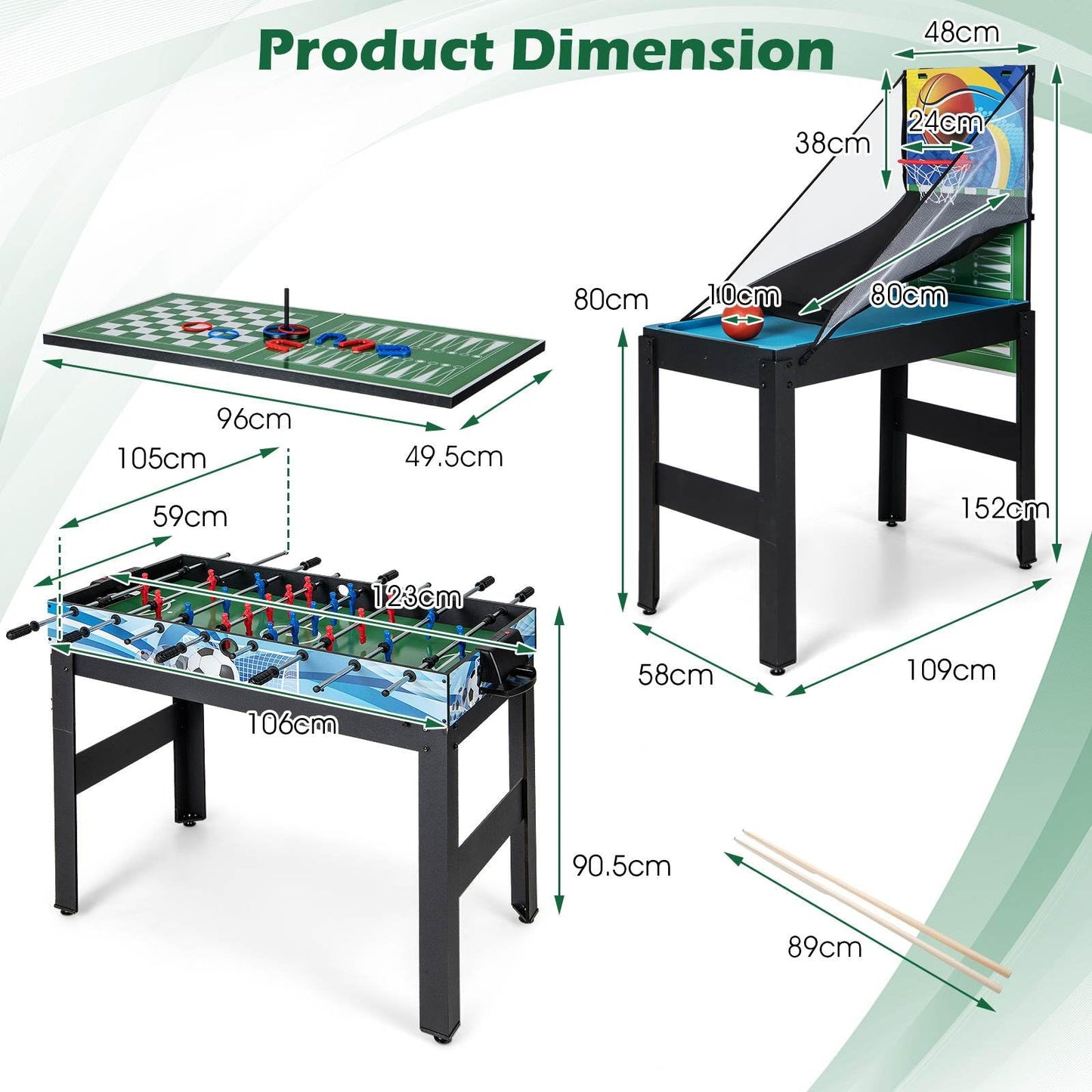14-in-1 Combo Game Table Set for Home