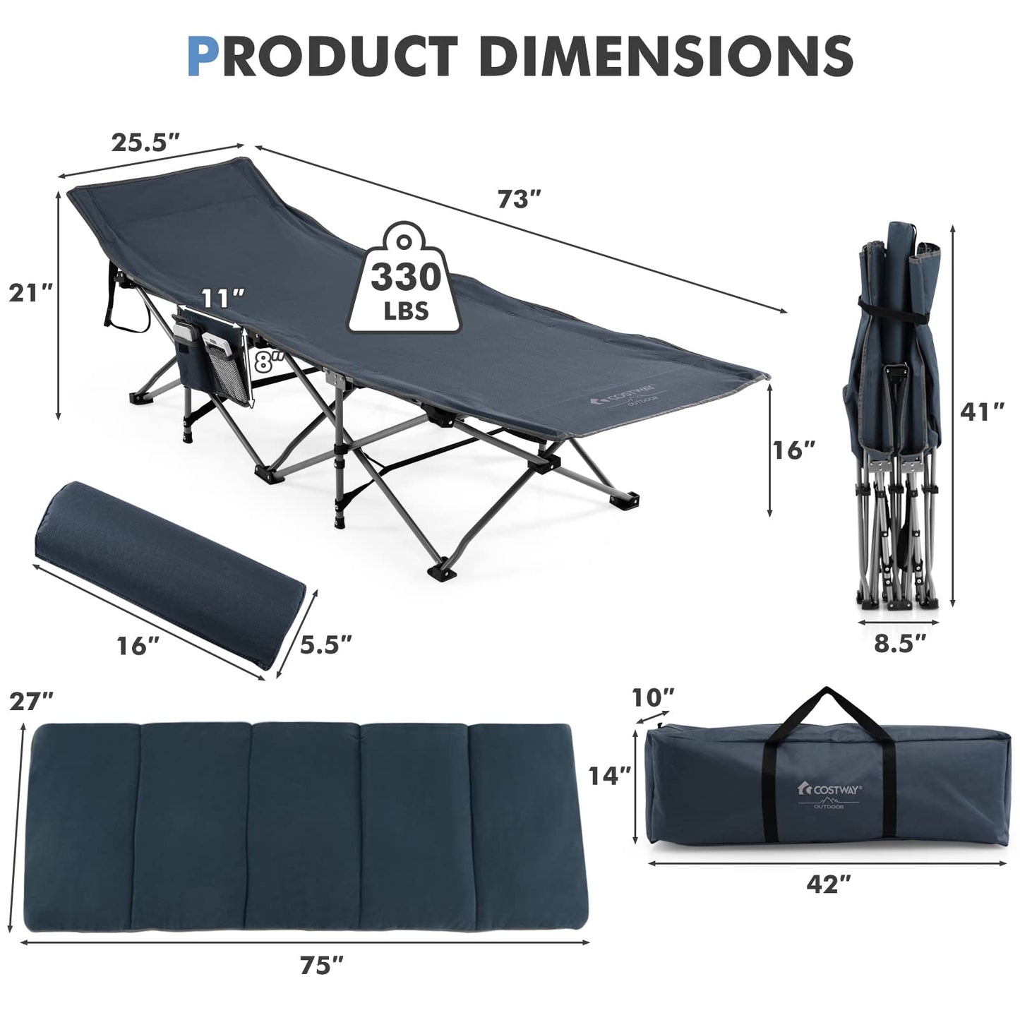 Folding Travel Camping Cot Retractable Military Sleeping Cot