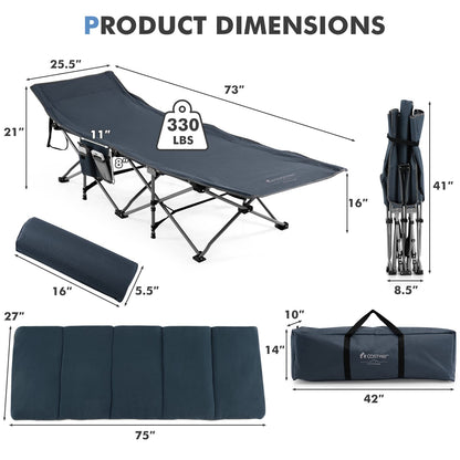 Folding Travel Camping Cot Retractable Military Sleeping Cot