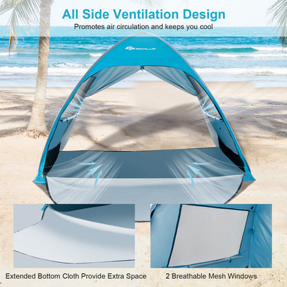 2-4 Persons Automatic Pop-up Beach Tent UPF50+ Sun Protection