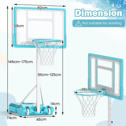 Pool Basketball Hoop with 82cm Shatterproof Backboard for Indoor Outdoor