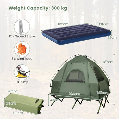 2-Person Outdoor Portable Foldable Camping Tent with Air Mattress & Sleeping Bag