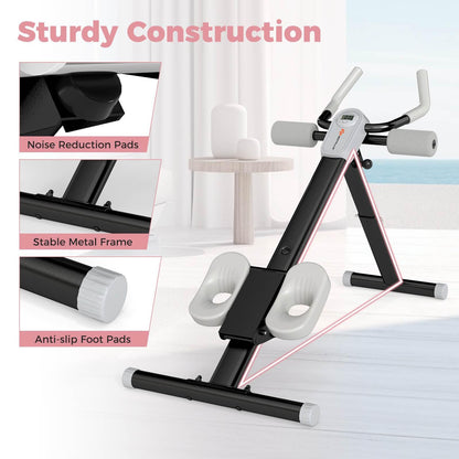 Ab Workout Machine with Elbow Support Knee Protection and LCD Monitor