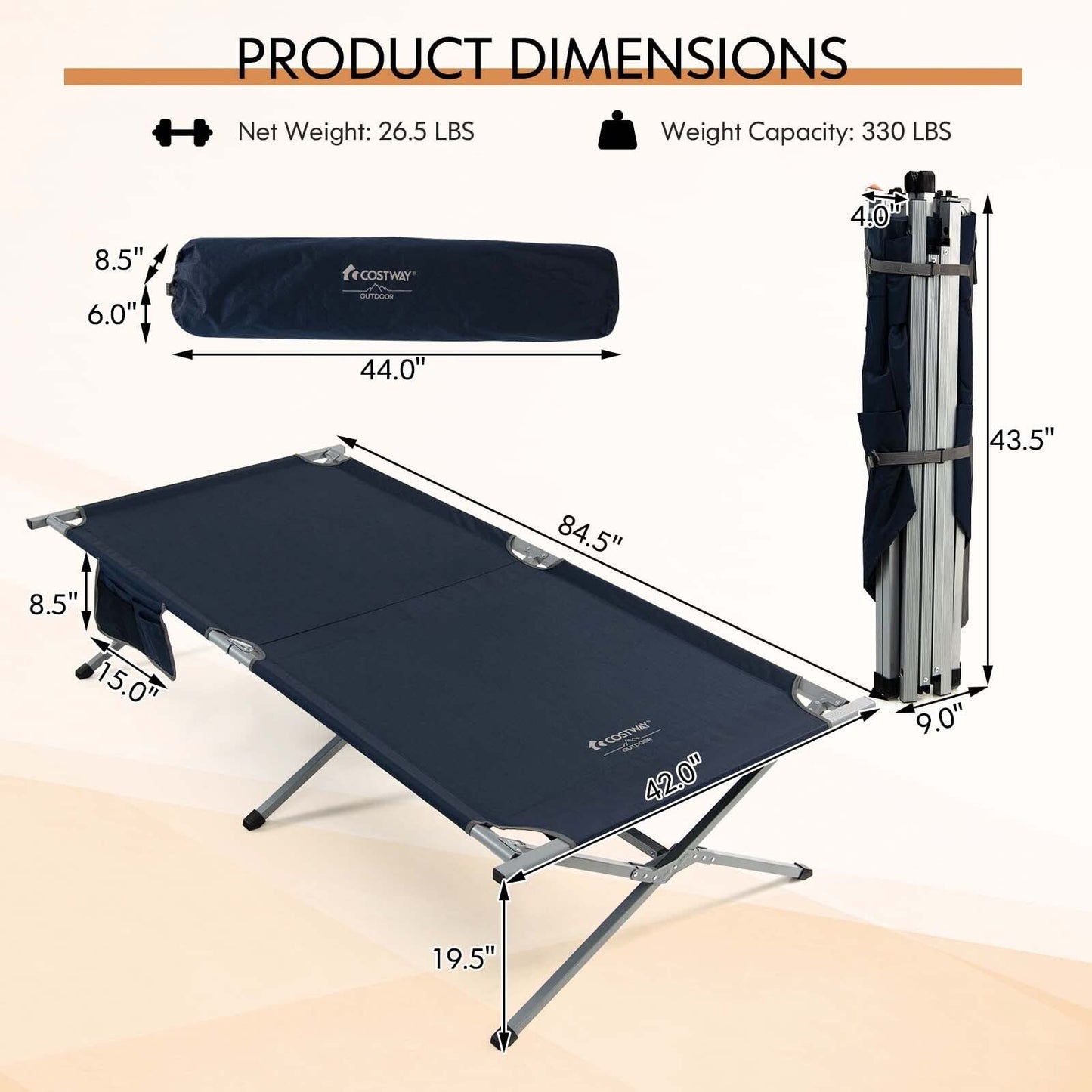 Folding Camping Cot Extra Wide Sleeping Pad for Adults and Children