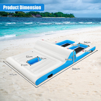 Inflatable Floating Island Lounge & Wading Combo Giant Pool Raft