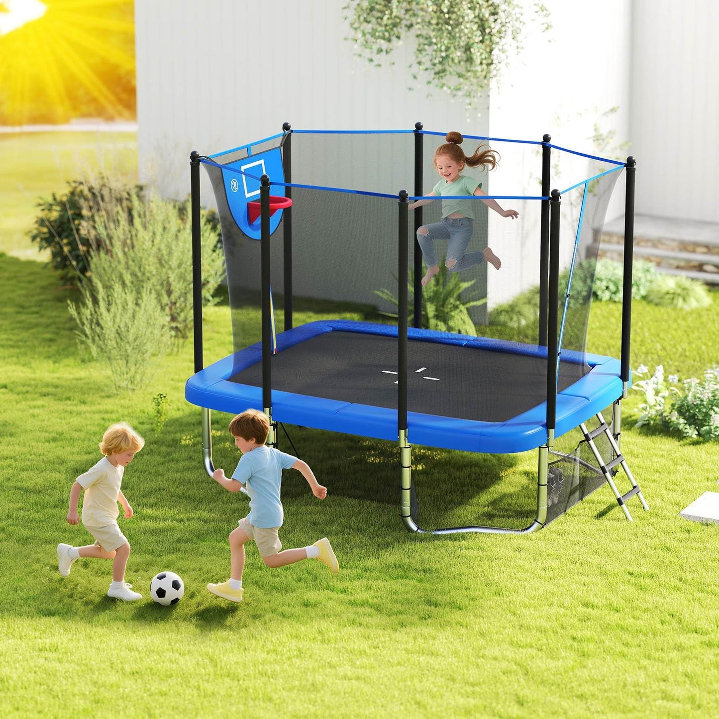 10 x 8 FT Heavy Duty Trampoline with Basketball Hoop