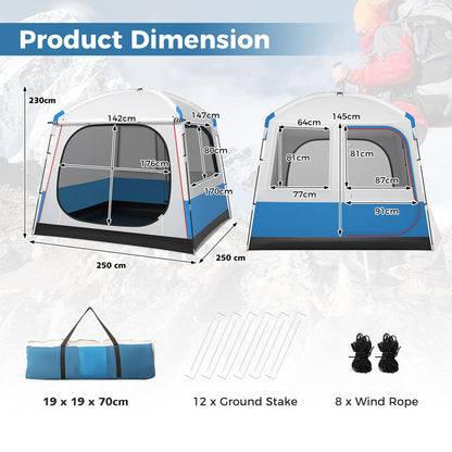 5 Person Camping Tent Waterproof Backpacking Tent w/Large Mesh Door