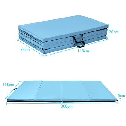 Gymnastics Mat 118cm X 300cm Foldable Gym Exercise Mat with Carrying Handles