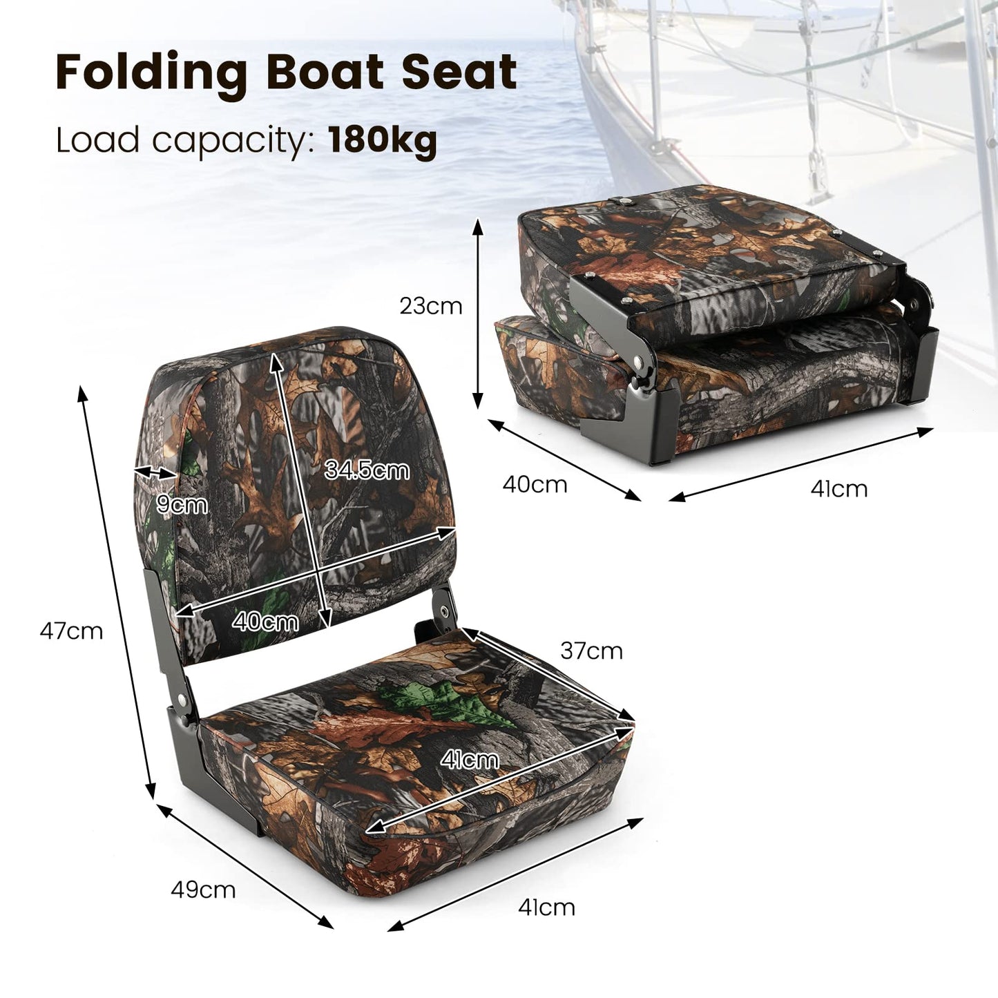 2-Piece Low Back Boat Seat Set for Most Support Bases