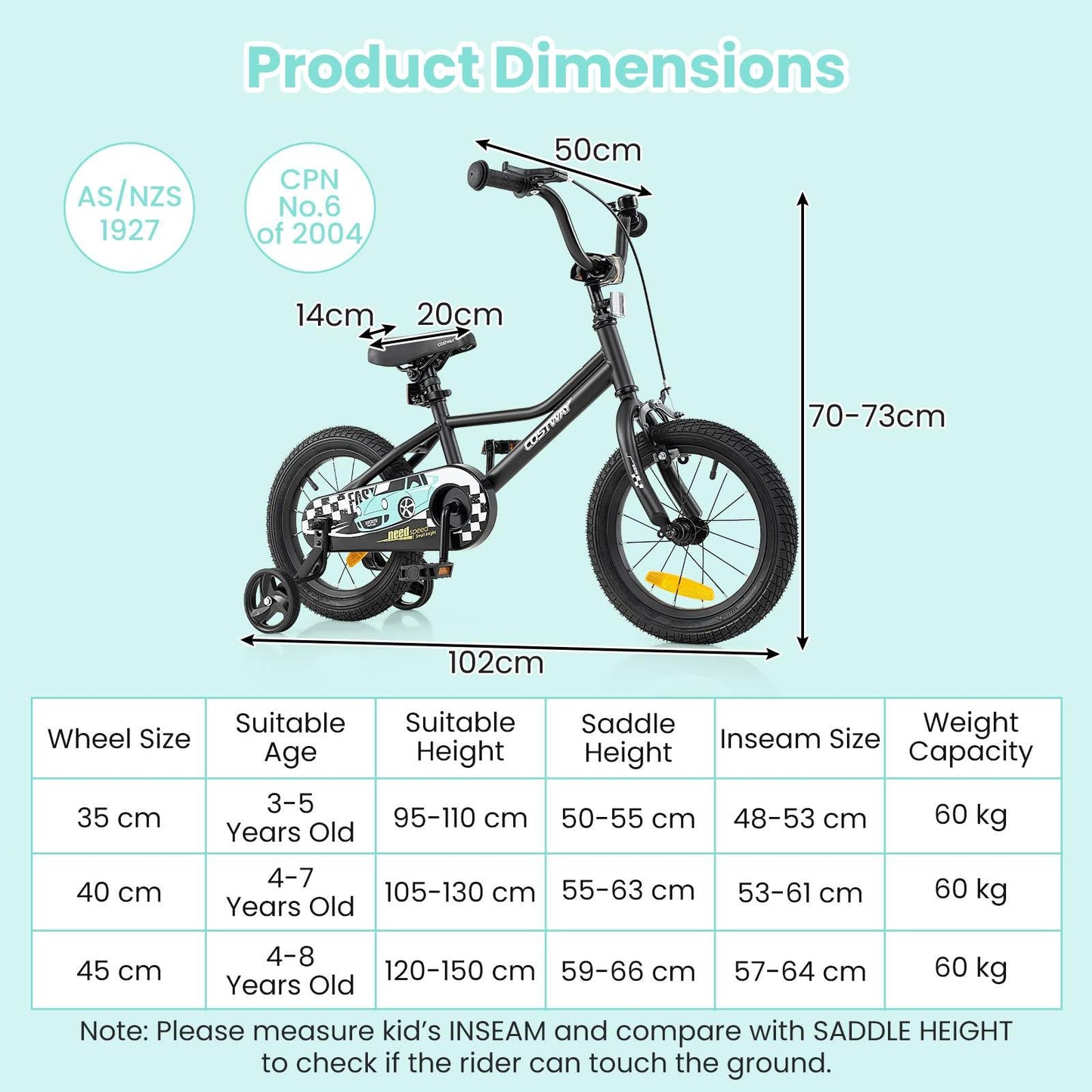 14/16/18 Inch Kids Bike for 3-8 Years Old Boys and Girls