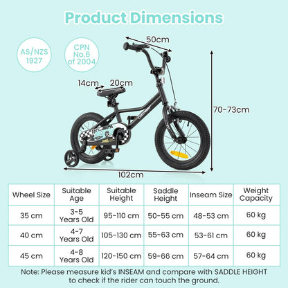 14/16/18 Inch Kids Bike for 3-8 Years Old Boys and Girls