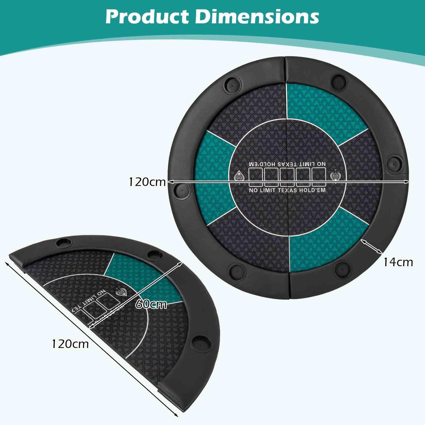 1.2M 6-Player Foldable Poker Table Top