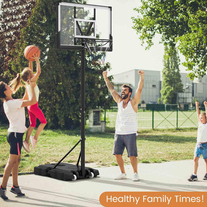 Portable Basketball Hoop with Impact Resistant Backboard & Fillable Base for Poolside