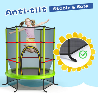 5.3FT Mini Kids Trampoline with 135kg Load Capacity & Enclosure Net