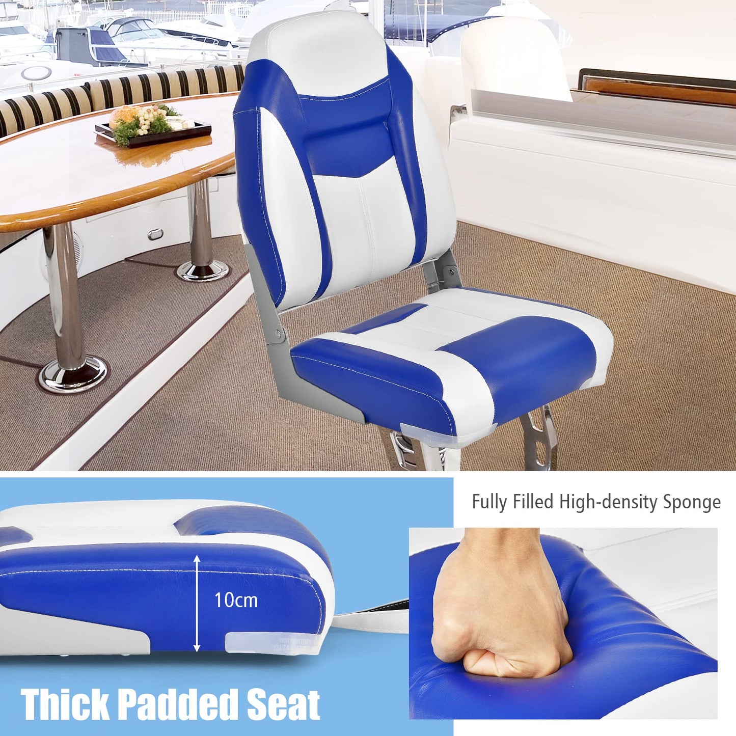 High Back Boat Seat with High-density Sponge Cushion