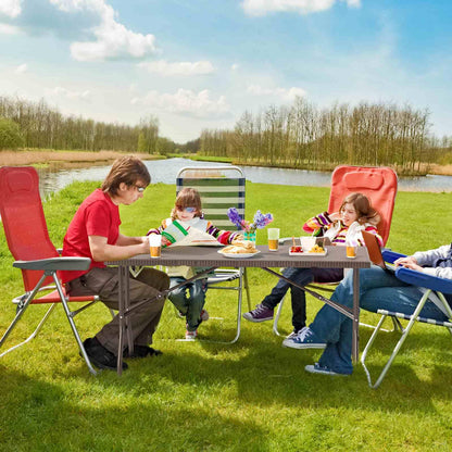 1.5m Folding Picnic Table w/Rattan Grain HDPE Tabletop