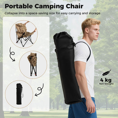 Folding Camping Chair for Adults with Adjustable Backrest and Padded Seat