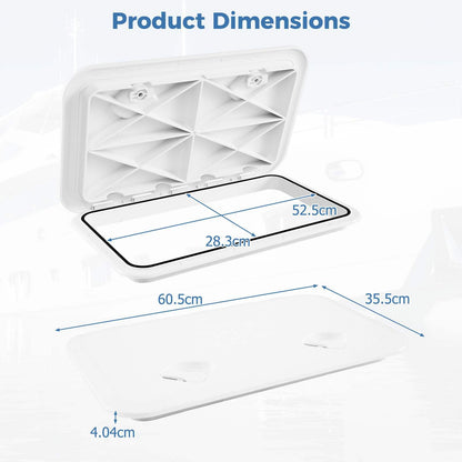 60.5 x 35.5 cm (L x W) Boat Hatch w/ 180°Lid Hinge & Non-Slip Surface
