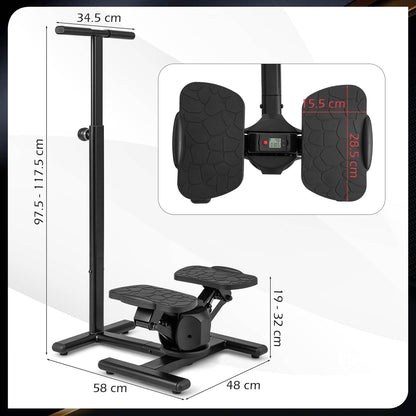 Twist Stair Stepper Workout Equipment with Height-Adjustable Handlebar & Non-slip Pedals