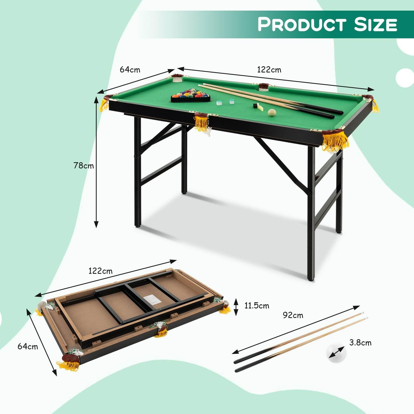 122 CM Folding Billiard/Pool Table Set w/Accessories