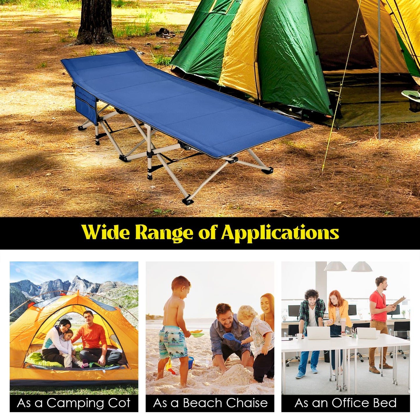 Foldable Camping Cot Load up to 400KG for Camp Beach Office