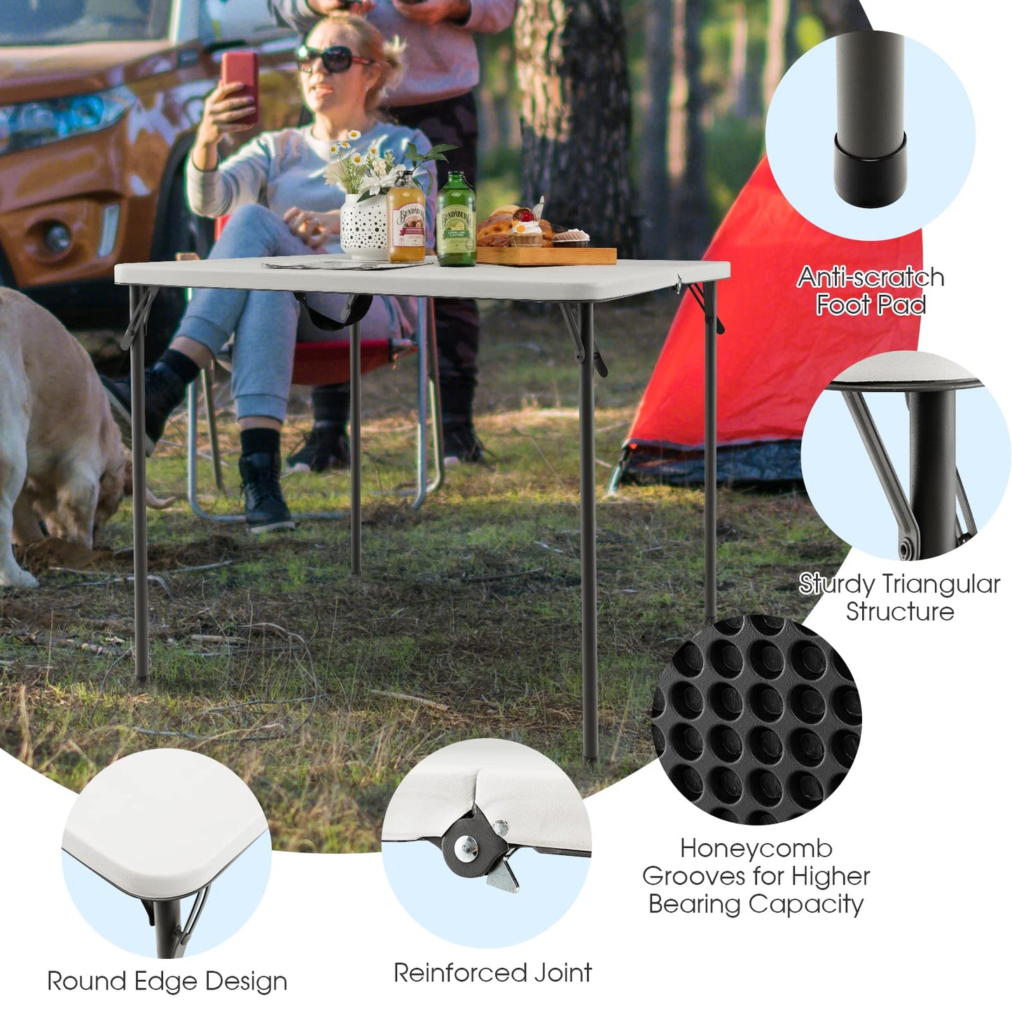 Folding Camping Table Portable Picnic Camp Table with Handle