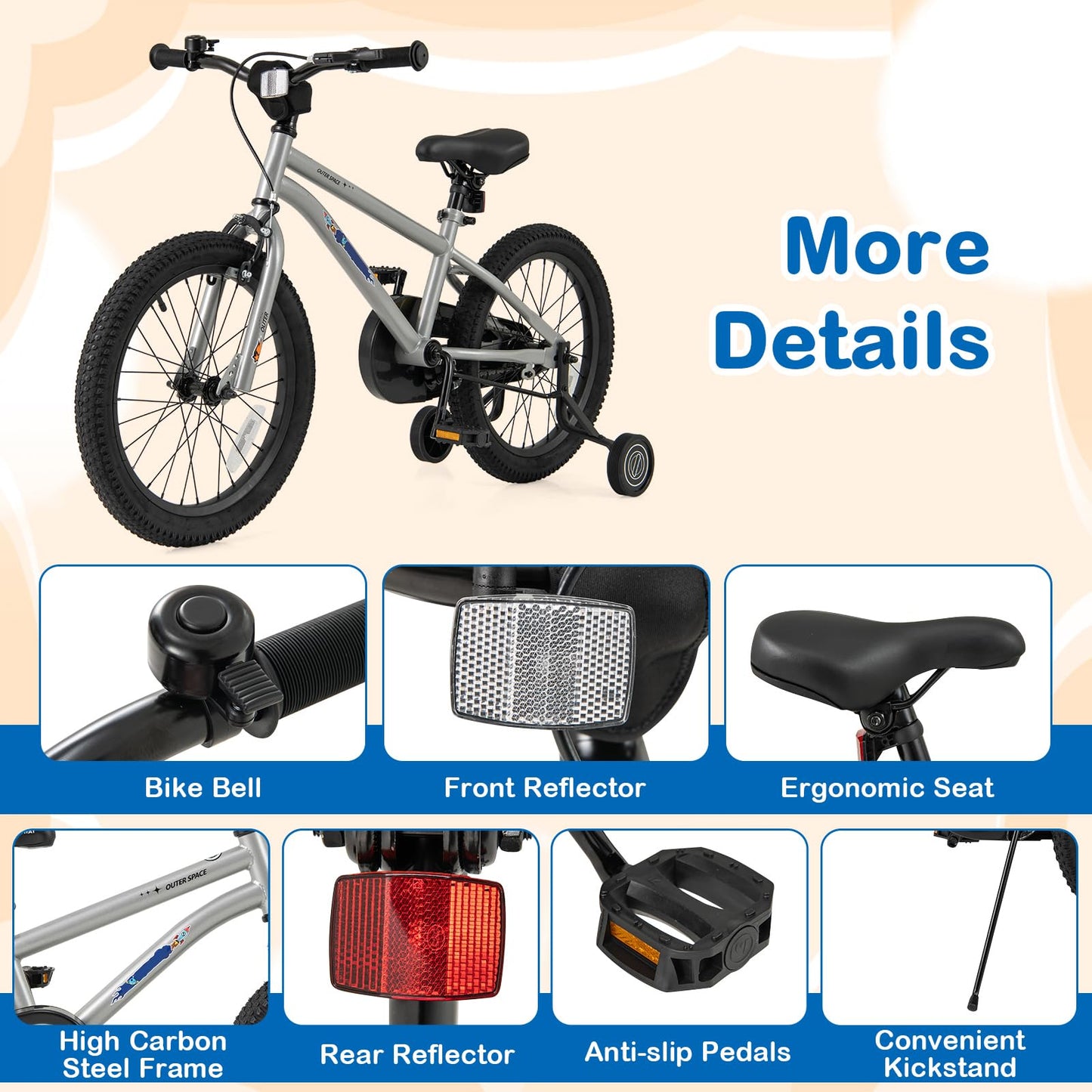 Kids Bike for 4-7 Years Old Sport Bicycle Adjustable with Training Wheels