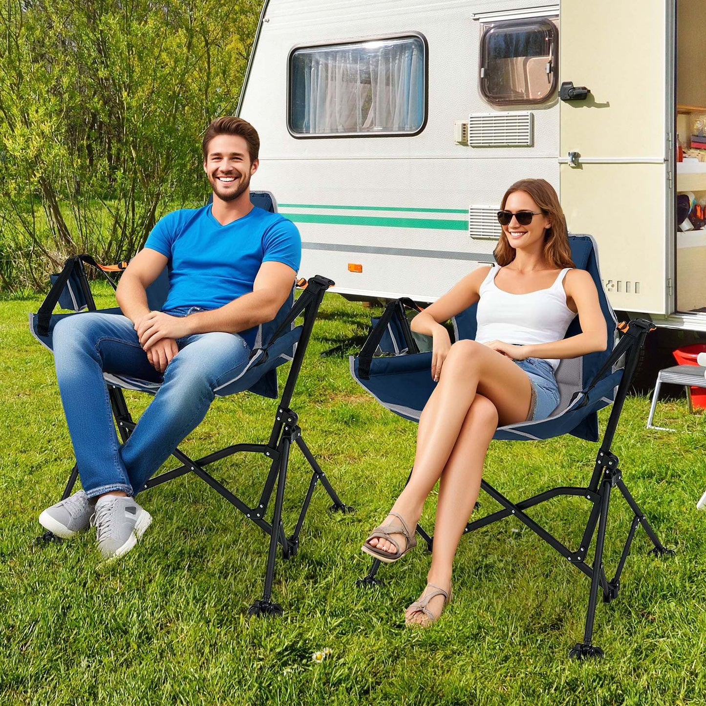 Oversized Hammock Camping Chair for Adults with Cup Holder Support 150 KG