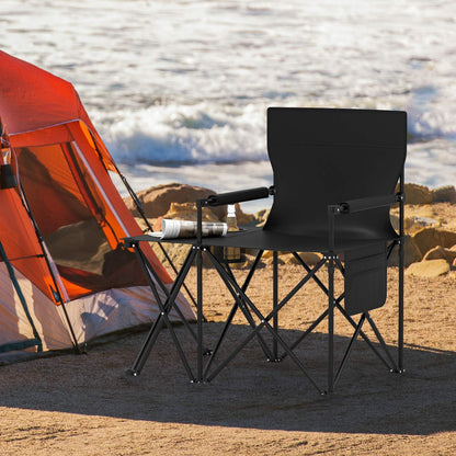 Oversized Camping Chair with Side Table & Carrying Bag for Fishing Lawn