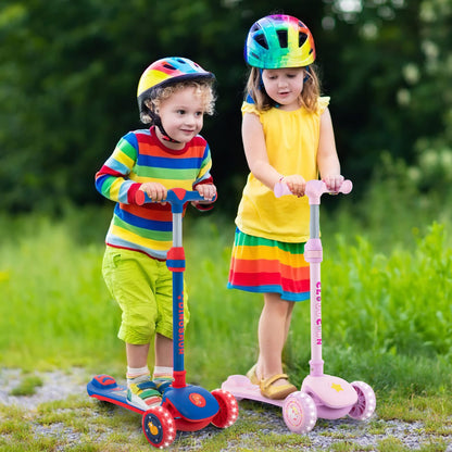 3-Wheel Toddler Kick Scooter with Light-up LED Wheel & Stepless Adjustable Handlebar
