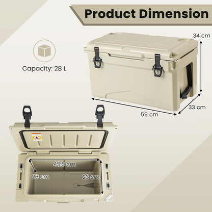 28L Ice Chest with Built-in Bottle Opener Wheels & Handle